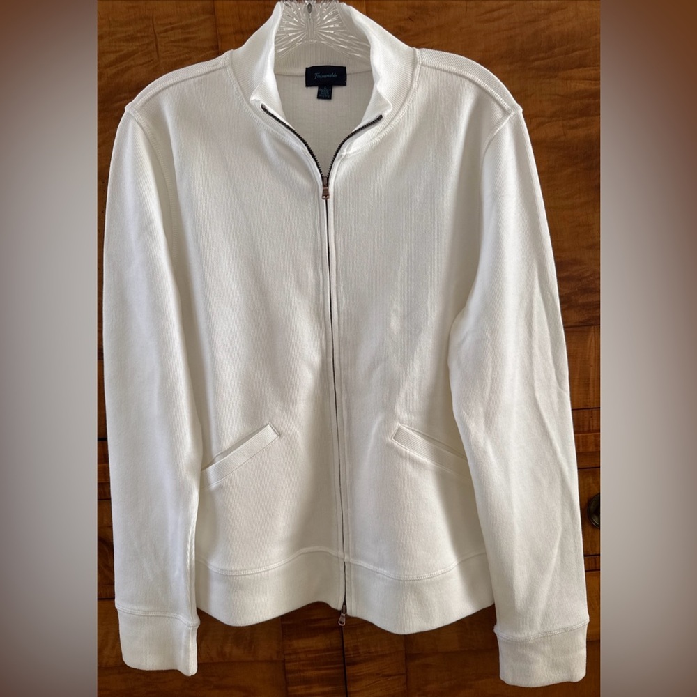 Vintage zipped sweater in White cotton by Faconnable, size L